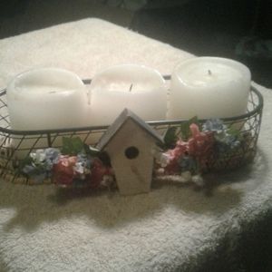 Bird House candle holder and 3 candles